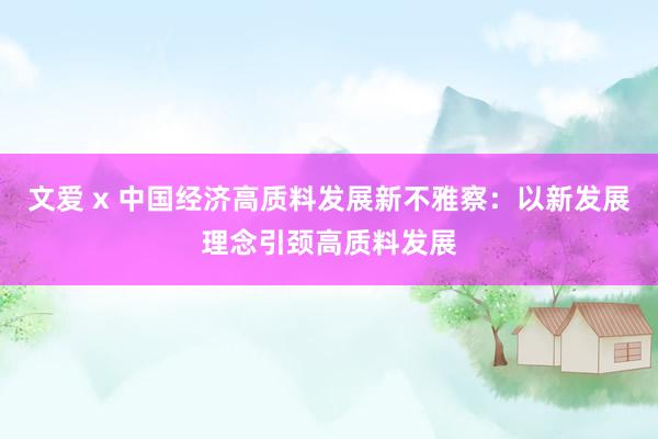 文爱 x 中国经济高质料发展新不雅察：以新发展理念引颈高质料发展