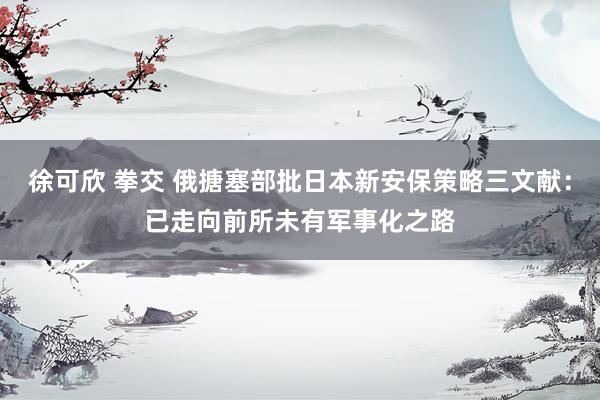徐可欣 拳交 俄搪塞部批日本新安保策略三文献：已走向前所未有军事化之路