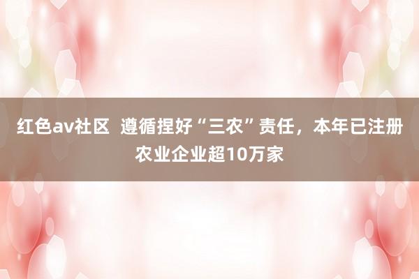 红色av社区  遵循捏好“三农”责任，本年已注册农业企业超10万家